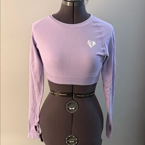 Elegant Purple Long Sleeve Crop Top